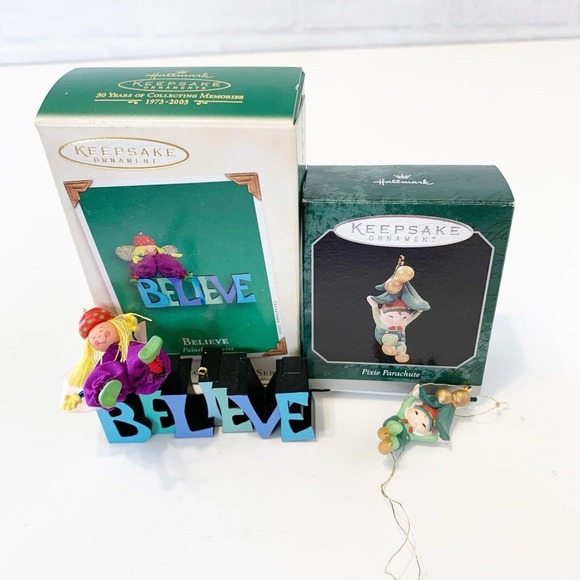Hallmark Keepsake Ornament Miniature Pixie Parachute & Paintbox Pixies Believe - Picture 1 of 8